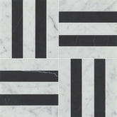 Bedrosians Matisse Mosaic 2 Marble12.25" x 12.25" White Carrara & Nero Marquina