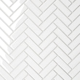 Bedrosians Le Cafe 1" x 3" Herringbone Mosaic Glossy White