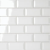 Bedrosians Le Cafe 2" x 4" Bevel Off Set Mesh Mount Mosaic Glossy White