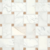 Bedrosians Marble 11.22"x11.22" Jumbo Basket Weave Mosaics Honed Calacatta / Jura Beige Dot