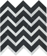 Emser Bizou 12"x13" Chevron Mosaic Polished Black/White