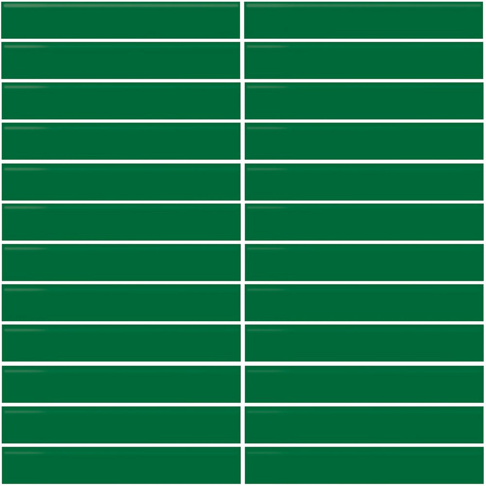 Daltile Color Wheel Mosaic 12'' X 10'' Straight 1'' X 6'' Glossy Emerald