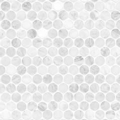 MS International Decorative Mosaic 12" x 12" Penny Round Carrara White