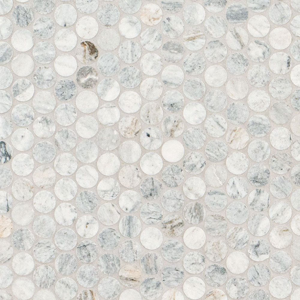 MS International Decorative Mosaic 12" x 12" Penny Round Capri Blue