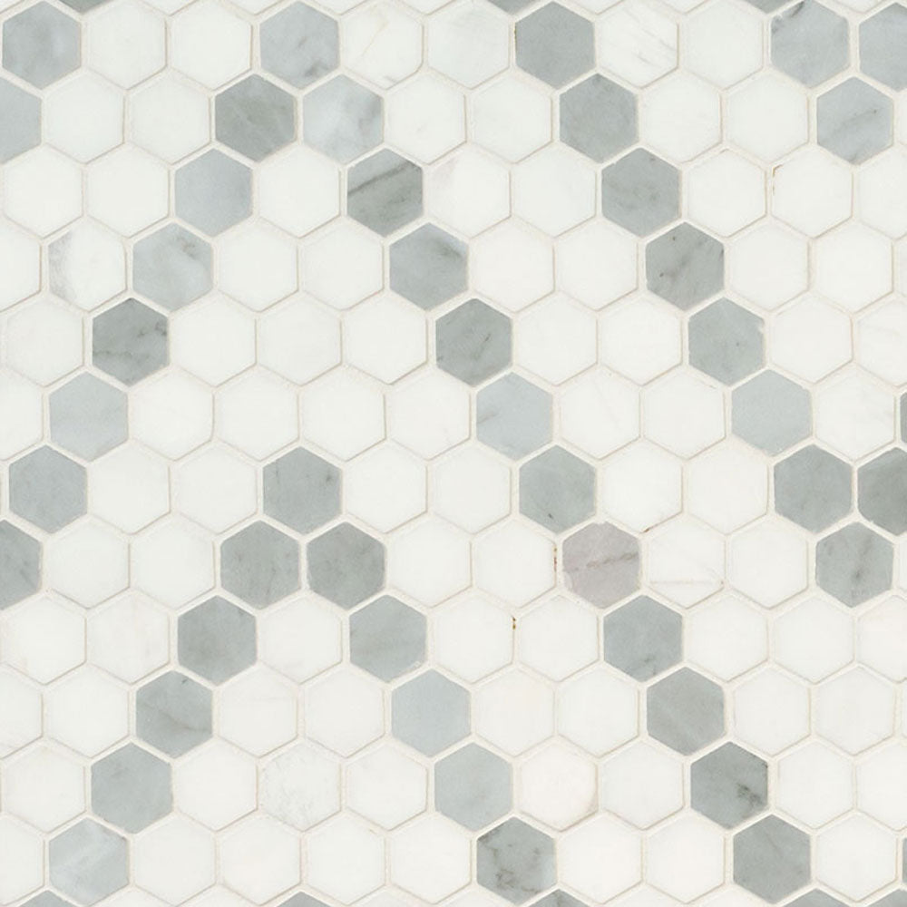 MS International Decorative Mosaic 12" x 12" Hexagon 1" Bianco Dolomite Sazi