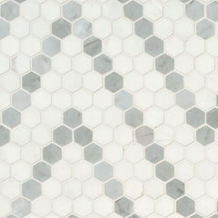 MS International Decorative Mosaic 12" x 12" Hexagon 1" Bianco Dolomite Sazi