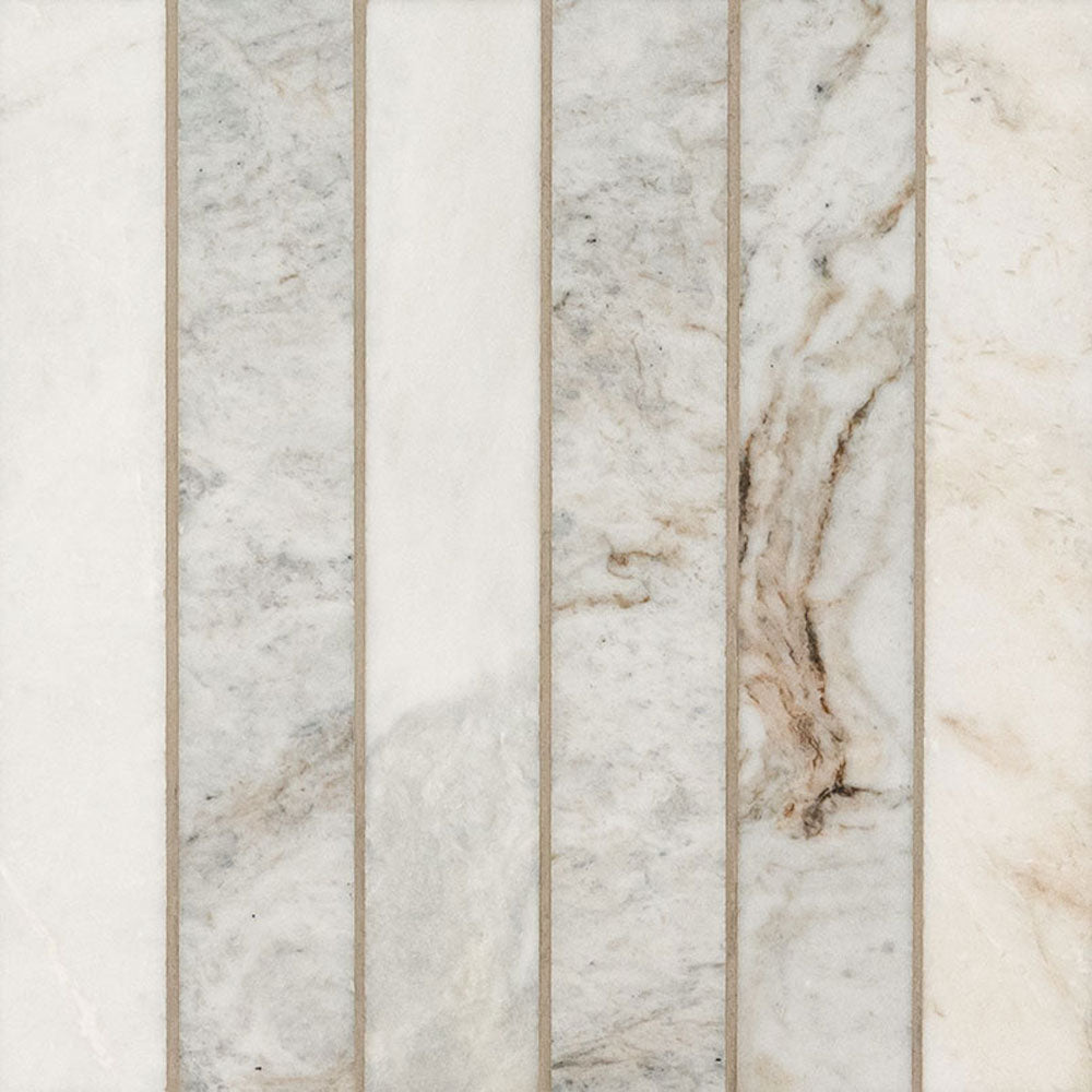 MS International Decorative Mosaic 2" x 12" Stack Arabescato Venato White