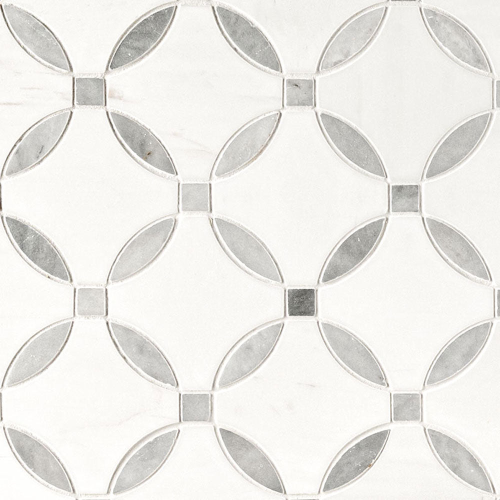 MS International Decorative Mosaic 12" x 12" Geometric Bianco Dolomite Lola