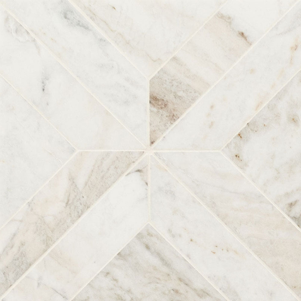 MS International Decorative Mosaic 12" x 12" Pattern Arabescato Venato White Argyle