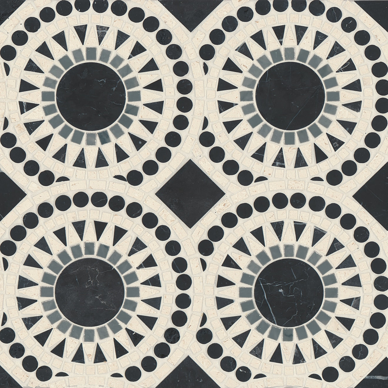 Bedrosians Solis 14.25" x 14.25" Honed Nero Marquina/Bardiglio/Myra Beige