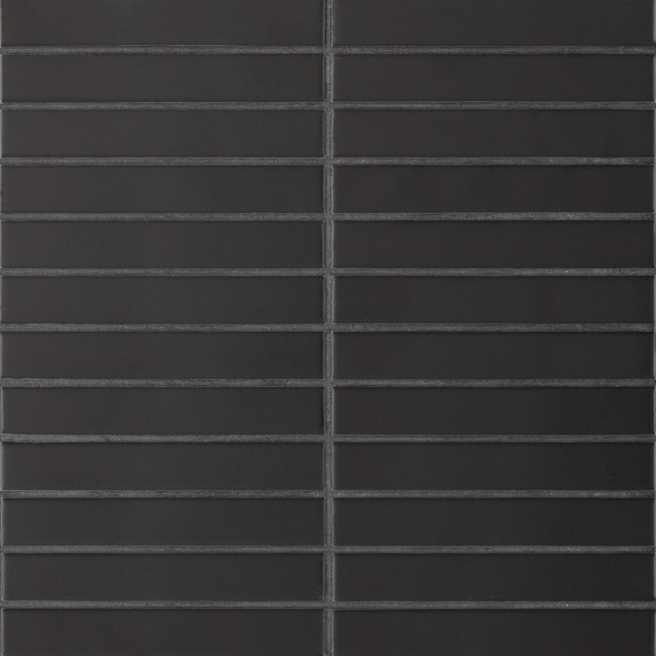 Bedrosians Le Cafe 1" x 6" Straight Stack Mosaic Matte Black