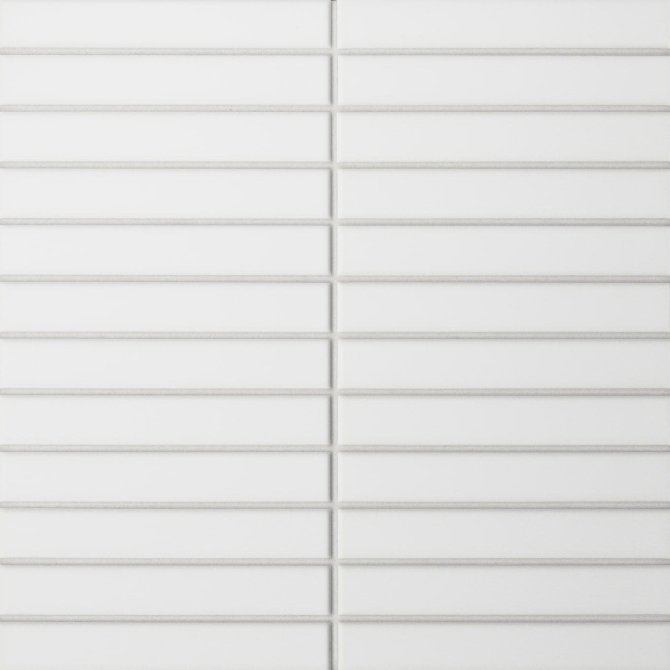 Bedrosians Le Cafe 1" x 6" Straight Stack Mosaic Matte White