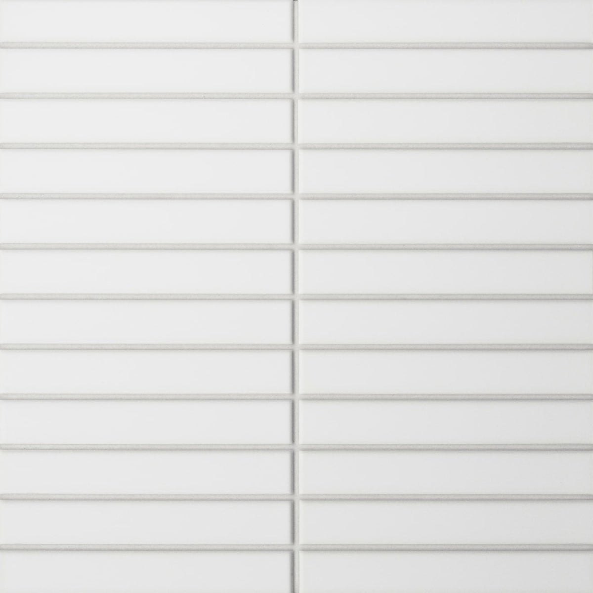 Bedrosians Le Cafe 1" x 6" Straight Stack Mosaic Matte White