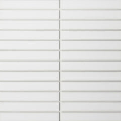 Bedrosians Le Cafe 1" x 6" Straight Stack Mosaic Matte White