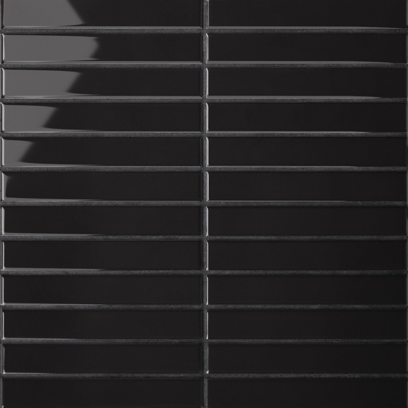 Bedrosians Le Cafe 1" x 6" Straight Stack Mosaic Glossy Black
