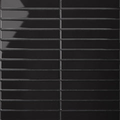 Bedrosians Le Cafe 1" x 6" Straight Stack Mosaic Glossy Black