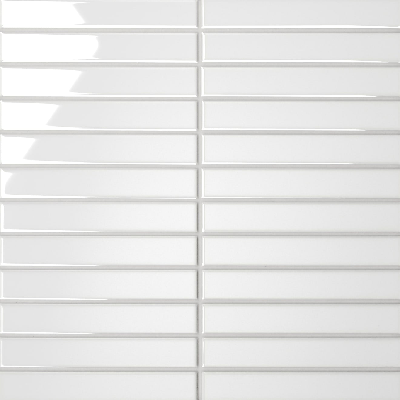 Bedrosians Le Cafe 1" x 6" Straight Stack Mosaic Glossy White