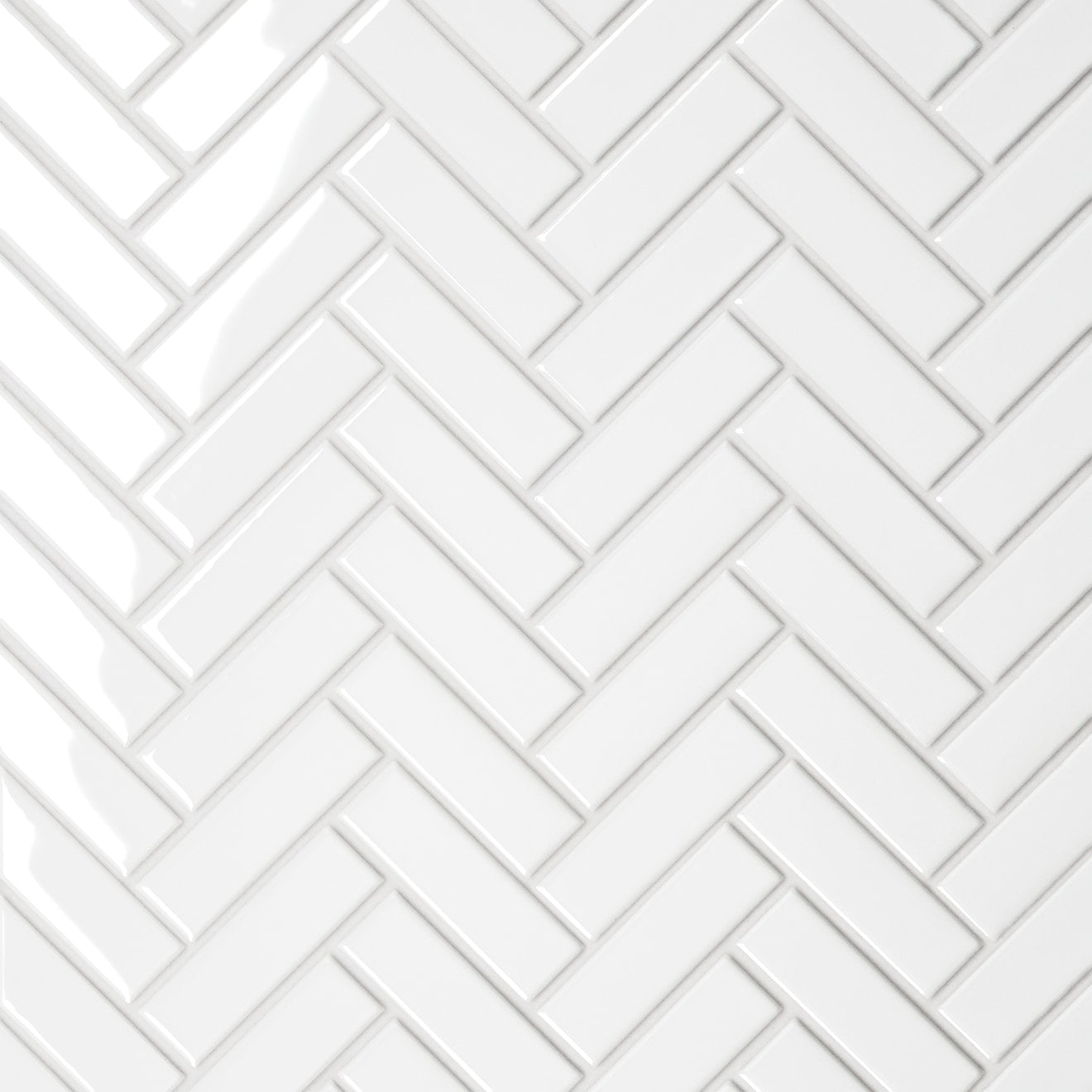 Bedrosians Le Cafe 1" x 3" Herringbone Mosaic Glossy White
