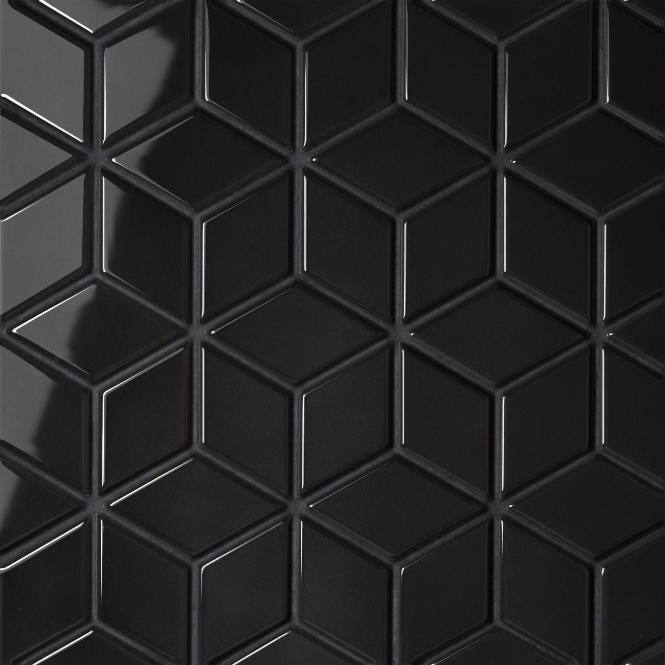Bedrosians Le Cafe 2" x 3" Diamond Mosaic Glossy Black