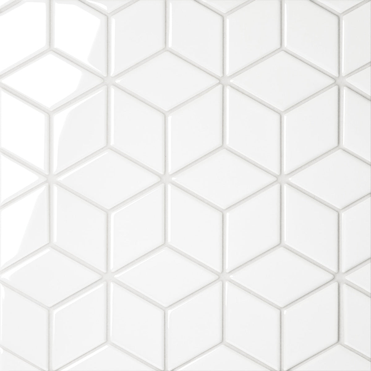 Bedrosians Le Cafe 2" x 3" Diamond Mosaic Glossy White