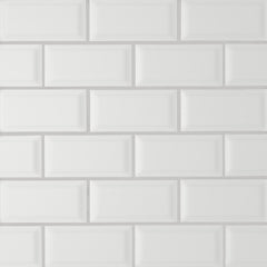 Bedrosians Le Cafe 2" x 4" Bevel Off Set Mesh Mount Mosaic Matte White