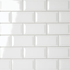Bedrosians Le Cafe 2" x 4" Bevel Off Set Mesh Mount Mosaic Glossy White