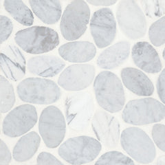 Bedrosians Waterbrook 12" x 12" Jumbo Tumbled Pebble Mosaic White Carrara