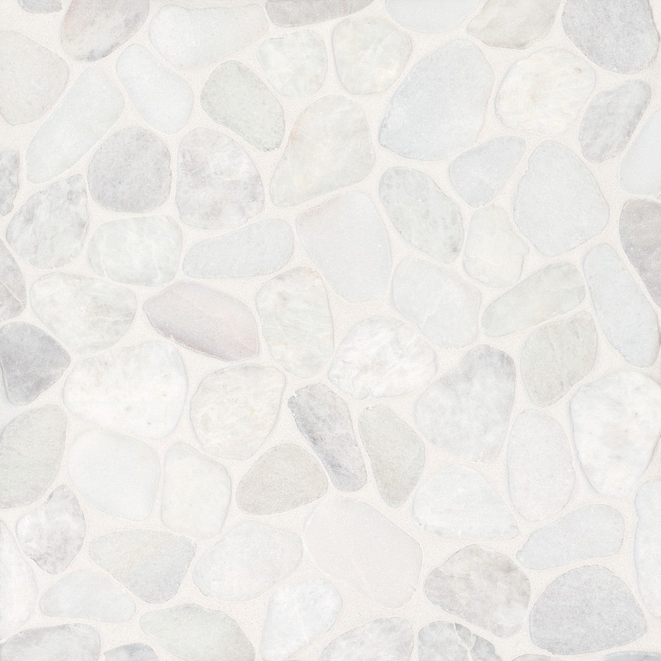 Bedrosians Waterbrook 12" x 12" Medium Sliced Pebble Mosaic Thassos