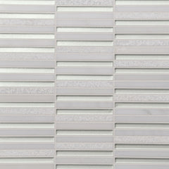 Bedrosians Kaikos 11.75" X 12" Stacked Glass / Stone Mosaic Pearl & Oriental White