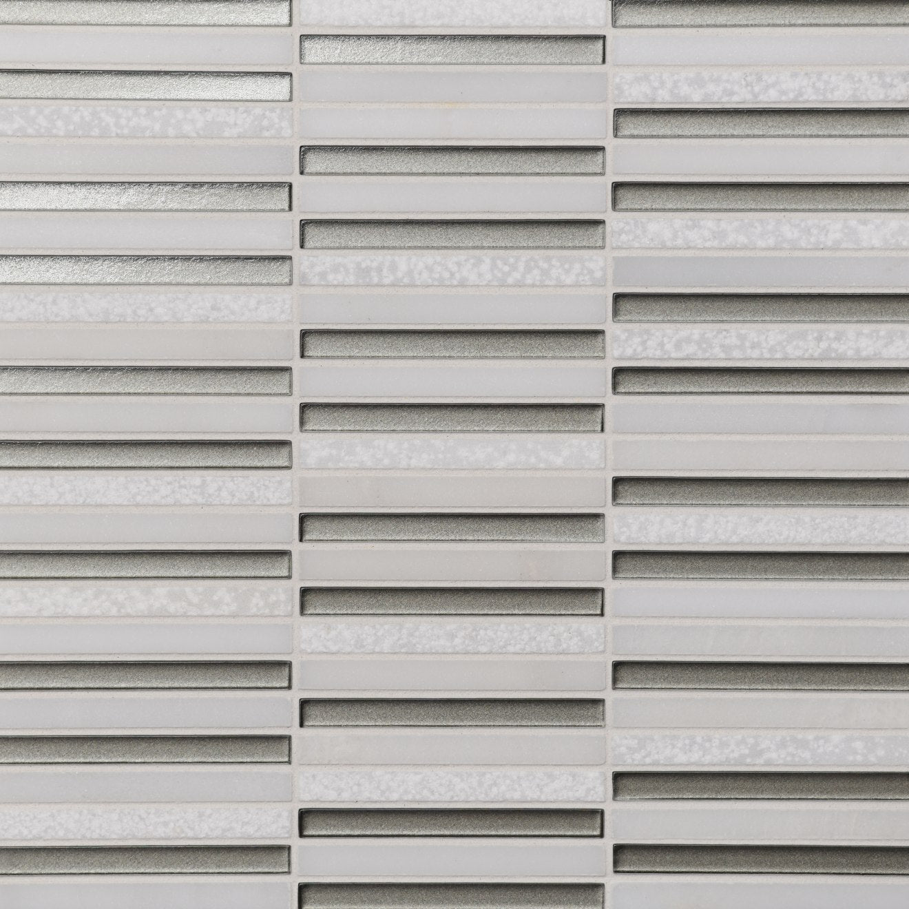 Bedrosians Kaikos 11.75" X 12" Stacked Glass / Stone Mosaic Gray & Oriental White