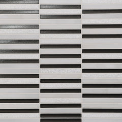 Bedrosians Kaikos 11.75" X 12" Stacked Glass / Stone Mosaic Brown & Oriental White