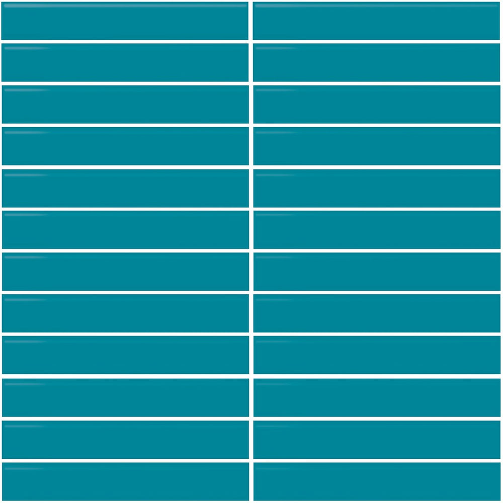 Daltile Color Wheel Mosaic 12'' X 10'' Straight 1'' X 6'' Glossy Ocean Blue