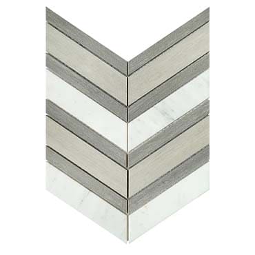 Emser Intrigue 12"x14" Chevron Mosaic Gray/fawn