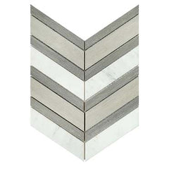 Emser Intrigue 12"x14" Chevron Mosaic Gray/fawn