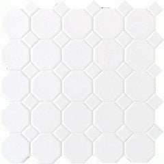 Daltile Octagon & Dot 2" Matte White / White Dot