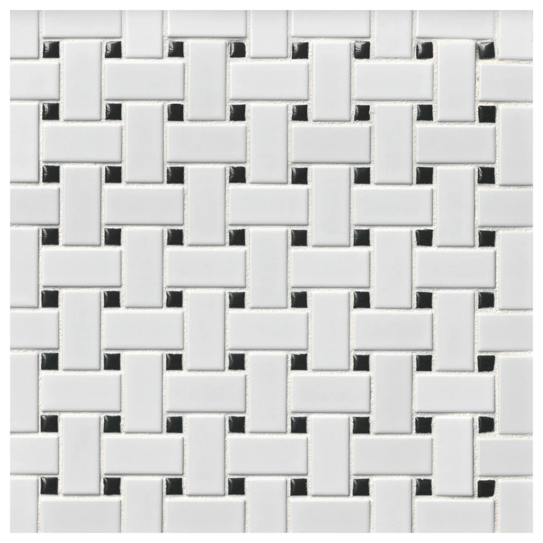 Tile Shop Basketweave Mosaic 12" x 12" Matte White/Black