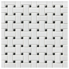 Tile Shop Basketweave Mosaic 12" x 12" Matte White/Black