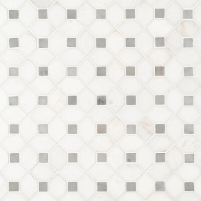 MS International Natural Stone Marble 12" x 12" Mosaic Bianco Dolomite Dotty