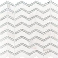 MS International Natural Stone Marble 12" x 12" Mosaic Bianco Dolomite Cheveron