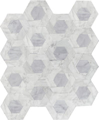 Emser Bizou 11"x13" Damask Mosaic Polished White/Gray