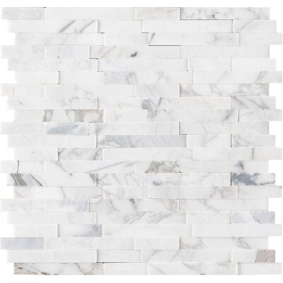 MS International Natural Stone Marble 12" x 12" Mosaic Calacatta Cressa  Peel & Stick 3D