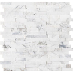 MS International Natural Stone Marble 12" x 12" Mosaic Calacatta Cressa  Peel & Stick 3D