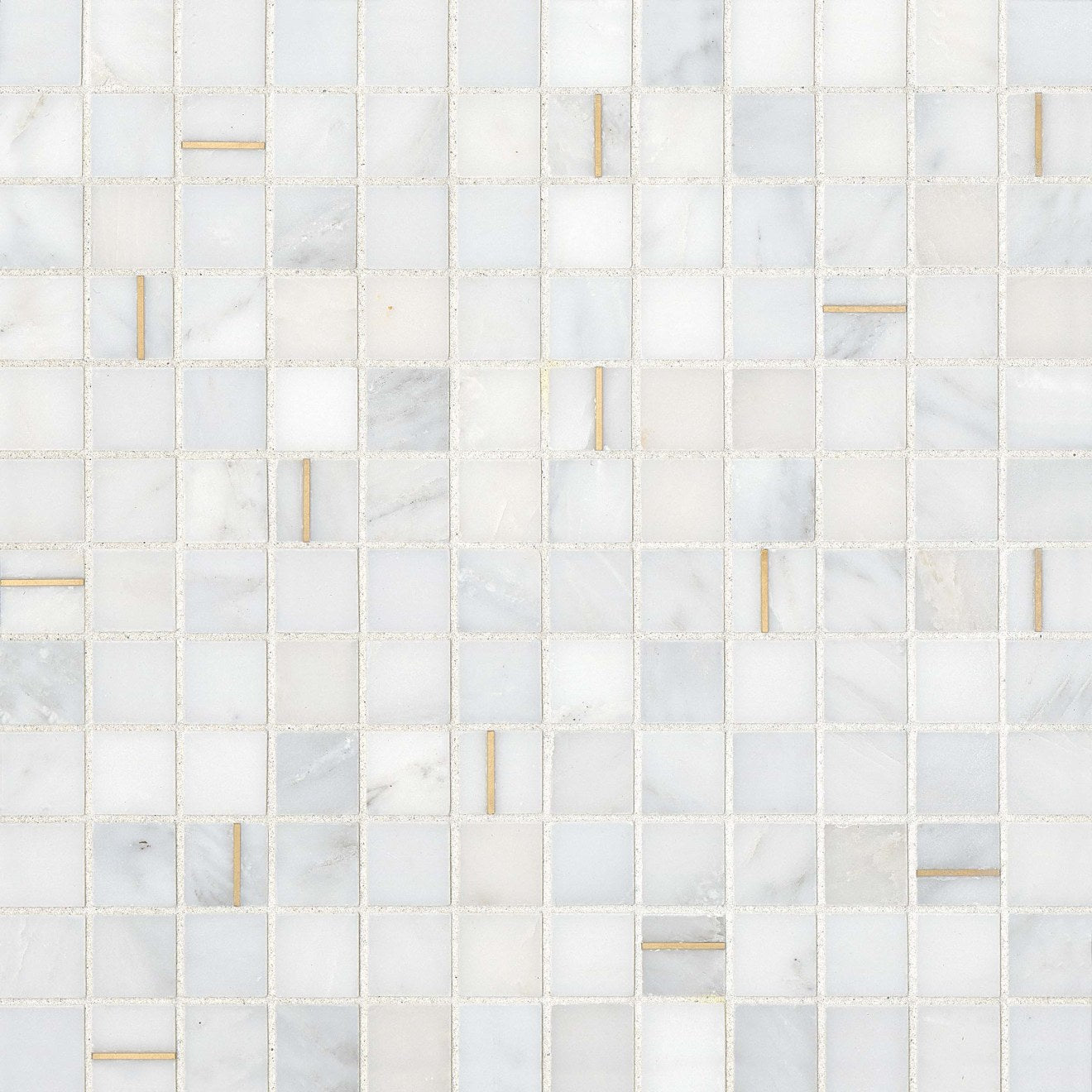 Bedrosians Ferrara 1" x 1" Mosaic Tile with Brass Bianco