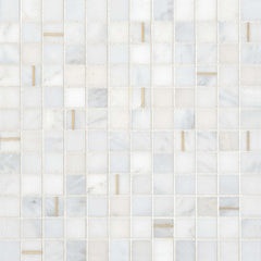 Bedrosians Ferrara 1" x 1" Mosaic Tile with Brass Bianco