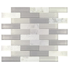 Daltile SimplyStick Mosaix 12" X 12" Brick Joint Mix Daphne White and glass Blend