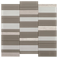 Daltile SimplyStick Mosaix 4" Straight Joint Honed Chenille white and glass Blend