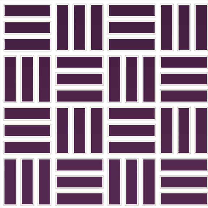 Daltile Color Wheel Mosaic 1" X 3" Lattice Weave Glossy Plum Crazy