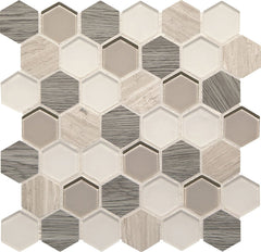 Daltile Idyllic Blends 11" X 11" Hexagon Mosaic Serene Storm