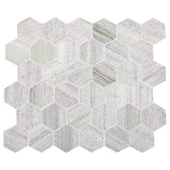 Daltile Limestone 2" Hexagon Chenille White