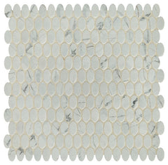 Daltile Fanfare Statuette 12" X 12" Oval Mosaic Silver Satin